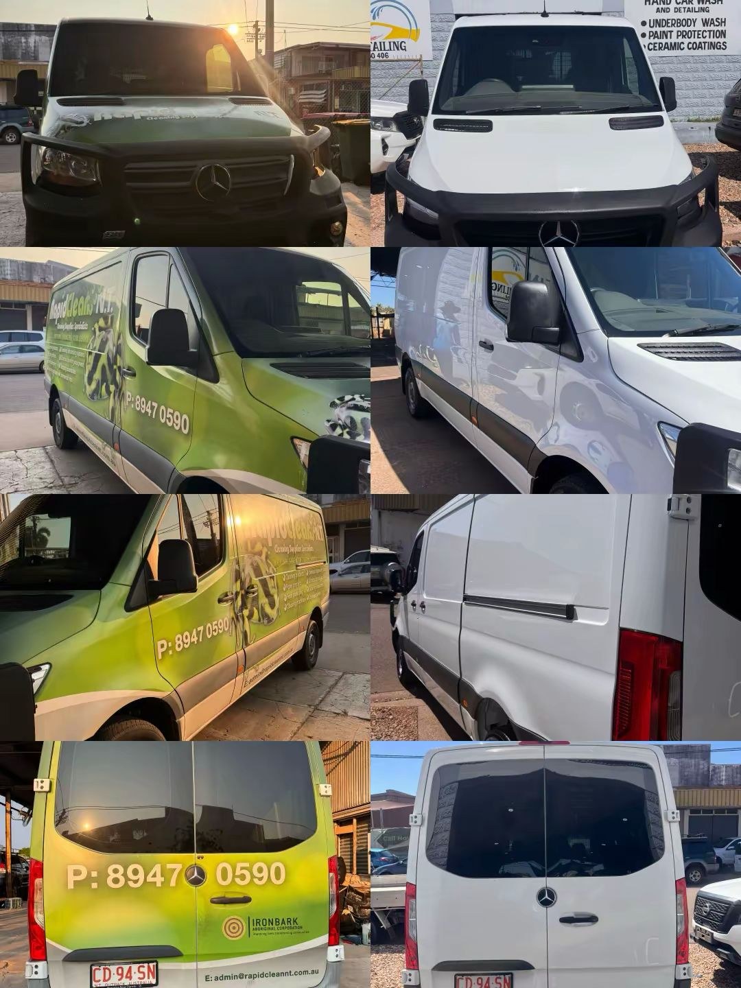 Before and after car detailing result