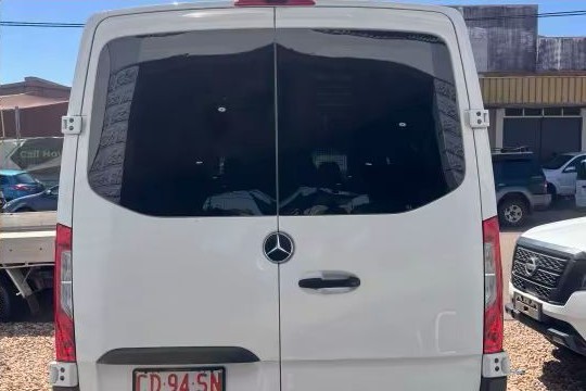 After — clean white van rear and tailgate